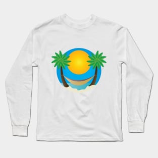 Hammock palm trees sun beach Long Sleeve T-Shirt